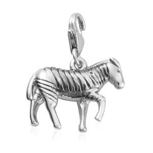 Platinum Over 925 Sterling Silver Zebra Charm
